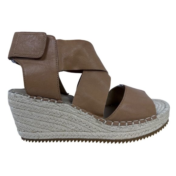 Eileen Fisher Women's Willow Tumbled Tan Leather Wedge Espadrille Sandal 7.5 - Picture 3 of 11